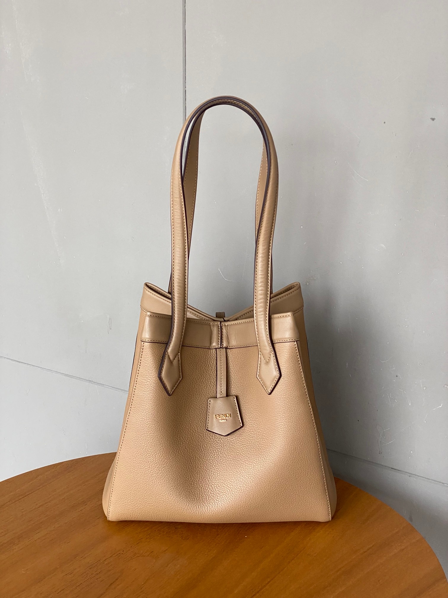 Fendi Medium Origami Transformable Leather Shoulder Bag Tan